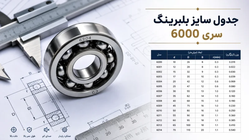 مشخصات فنی و ابعاد بلبرینگ ۶ هزاری؛ جدول کامل سایزها